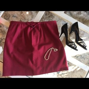 Ann Taylor Red Wool Skirt~Fully Lined~Petite 10